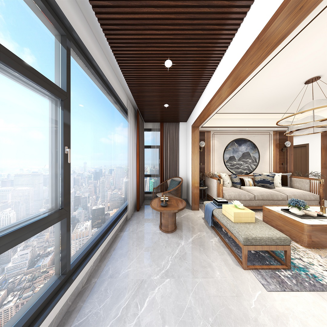 南寧新房裝修-新中式風(fēng)格-開放式陽(yáng)臺(tái)