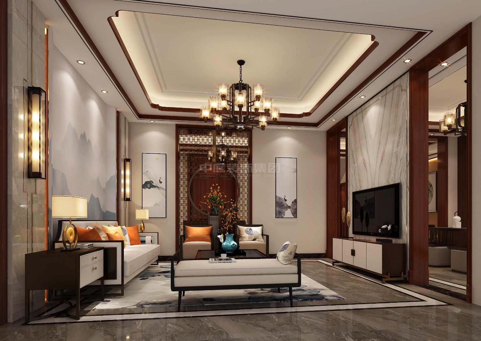 盛邦瓏湖125m&sup2;新中式風格案例